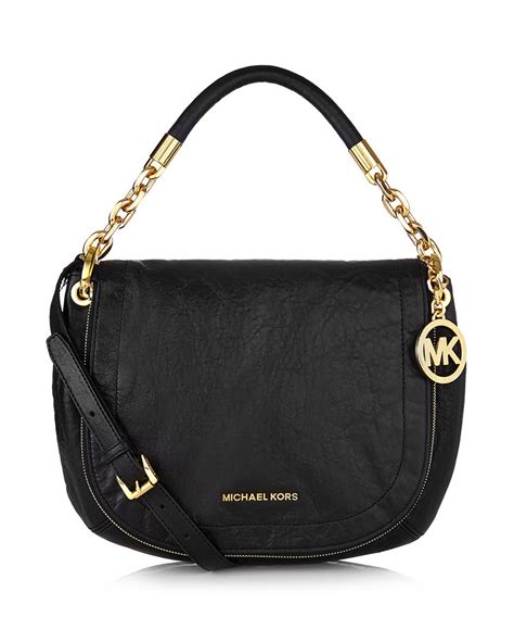 michael kors black leather shoulder strap